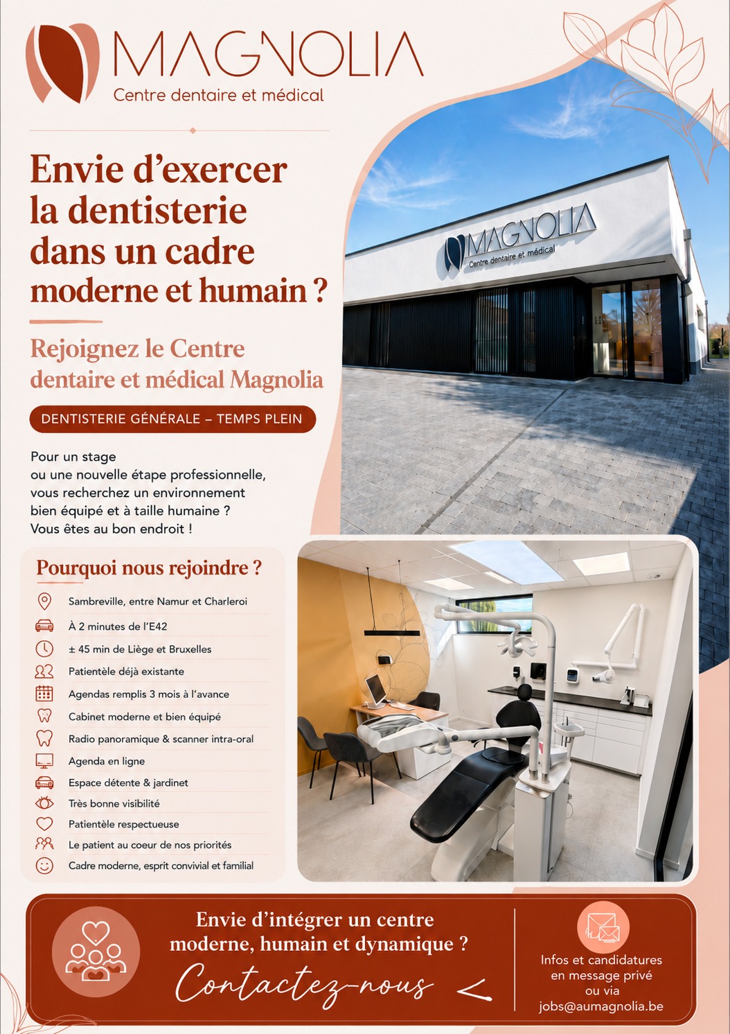 Recherche Dentiste Généraliste ou stagiaire cabinet Au Magnolia